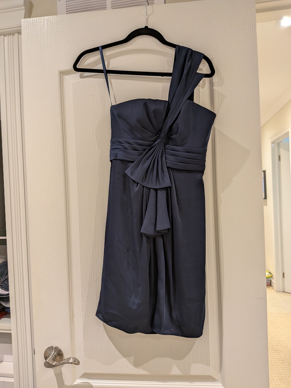 BCBGMaxAzria Slate Blue One-Shoulder Cocktail Dress